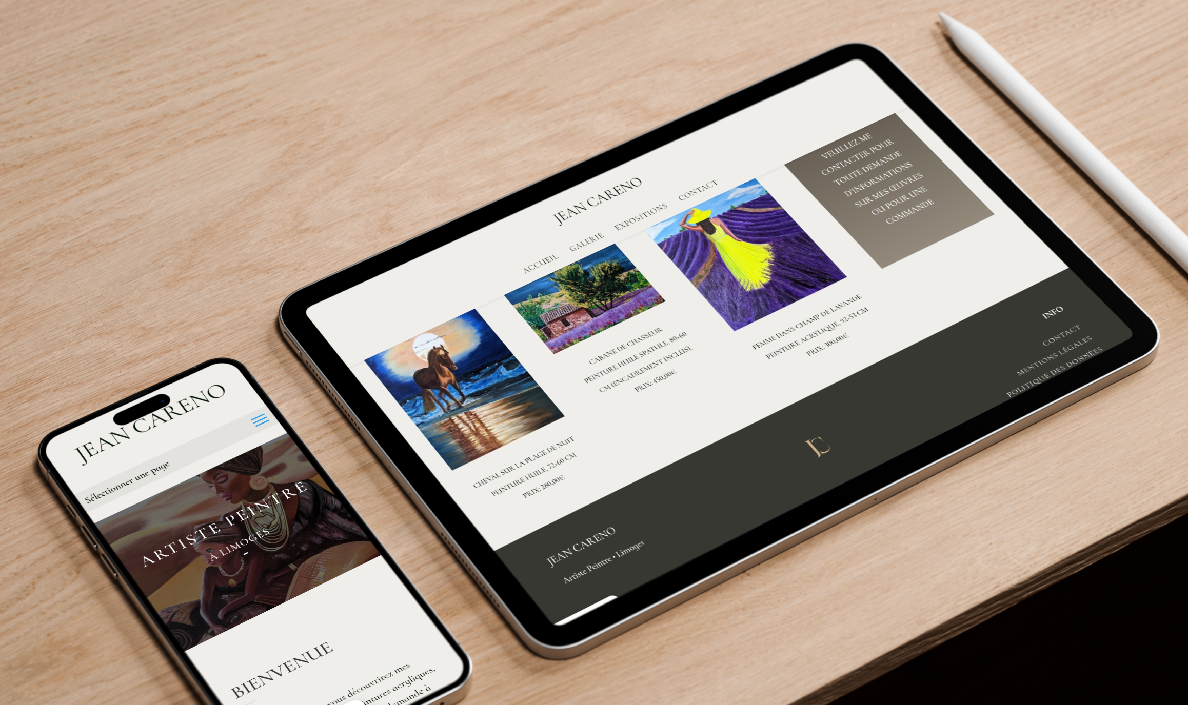 Mockup d'une tablette avec le visuel d'un de nos sites web